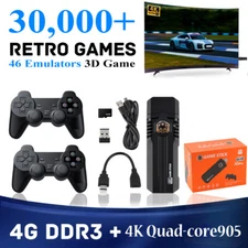 4K HDMI TV Video Game Stick 30000+ Retro Gaming Console w/ 2 Wireless Controller