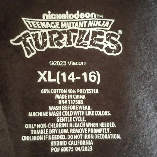 NWT Teenage Mutant Ninja Turtles Youth Graphic Long Hoodie Black Size XL - Picture 6 of 7