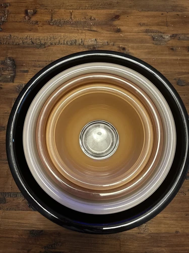 Vintage Autumn Peach Rainbow Pyrex Nesting Mixing Bowl Set 1970's