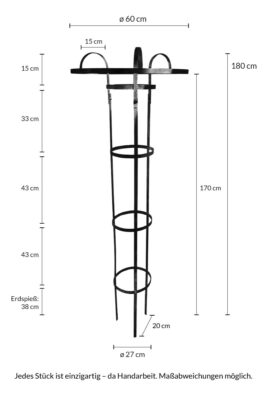 Rosenschirm H: 180cm Metall Rankhilfe Rankgerst Rost Rankschirm Eisen  Blauregen | eBay.de