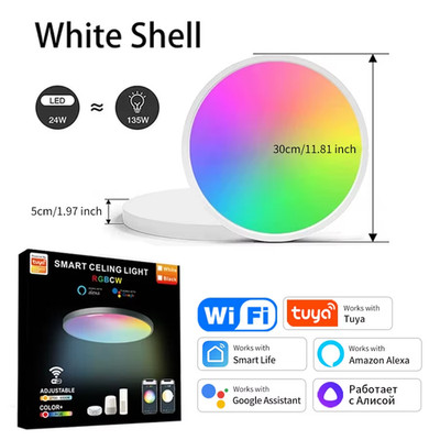 Tuya Smart Wifi Ceiling Light 24W 220V RGB Circular Ambient Lamp APP Control Wor