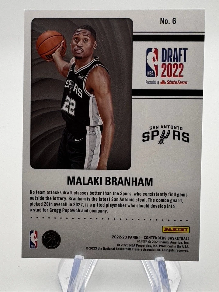 Malaki Branham 2022-23 Panini Contenders 2022 Draft Class Contenders #6 Spurs - Image 2 of 2