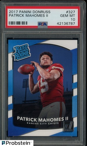 2017 Donruss #327 Patrick Mahomes II Chiefs RC Rated Rookie PSA 10 GEM MINT