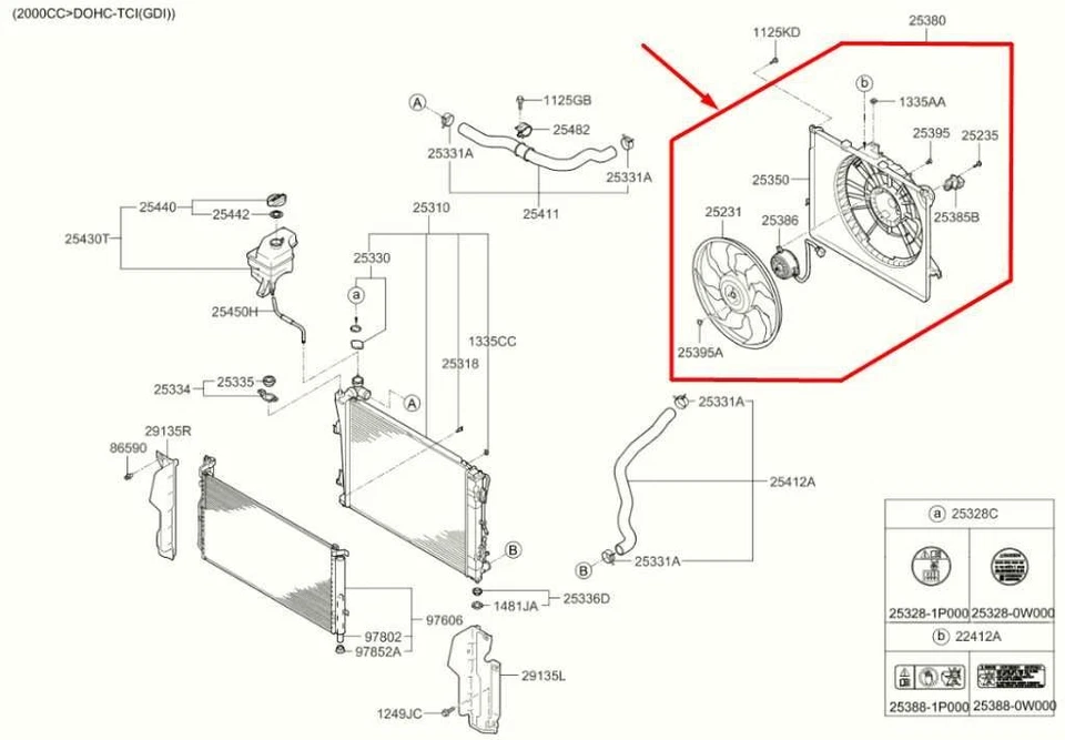 Conjunto de motor ventilador radiador izquierdo Kia Optima 2011-2013 2,4 L 25380-3Q170 Foto 2 de 4
