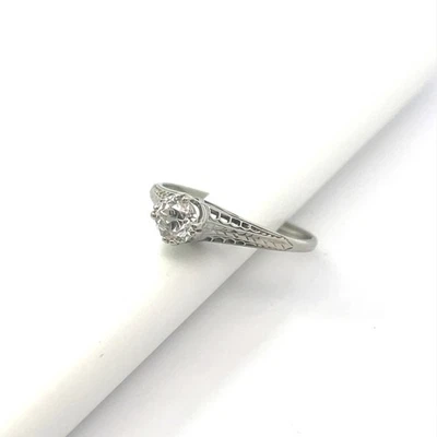 Art Déco Diamant Solitär Ring ca. 0,50 ct. in 750 Weißgold - Bild 1 von 4