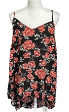 Torrid 0 Cami Tank Top Rose Floral Print Hi-Low Georgette Adjustable Straps