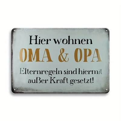 Retro Germany Text Tin Metal Signs Home Décor 8x12,Hier Wohnen Elternregeln Sind