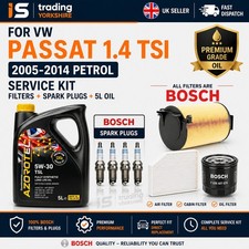 FOR VW PASSAT 1.4 TSI 2005-2014 SERVICE KIT BOSCH FILTERS + SPARK PLUGS + 5L OIL