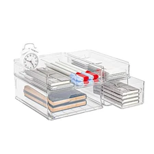 MineSign 4Pack Desktop Organizer Drawers Stackable Paper Letter Tray Office M...