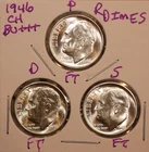1946 P D S  Roosevelt Dimes CHOICE BU ALL FULL BANDS LUSTER! 460219