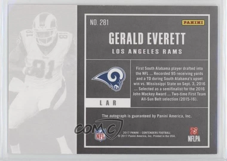 2017 Contenders Ticket/Rookie Ticket Variation Gerald Everett Rookie Auto RC - Image 2 of 2