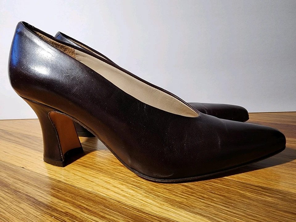 NEW Caressa Crosstown Collection Navy Blue Leather Pumps Block Heel 6.5W - Image 3 of 4