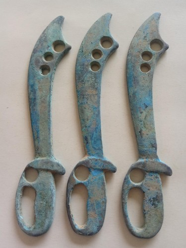 3Pcs Chinese Old Dynasty War Weapon Bronze Small knifed - Picture 5 of 11