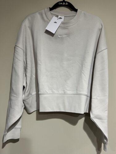 NWT Women’s Nike Small Sportswear Oversized Fleece Crew Sweatshirt Ivory DJ7665