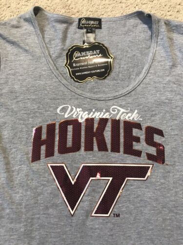 VT Virginia Tech Hokies T-shirt Women Size L, Maroon V-neck Cotton Couture, NWT