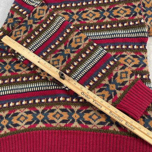 Vintage Pendleton Sweater Mens XL Virgin Wool Made in USA Red Multicolor Aztec - Picture 11 of 16
