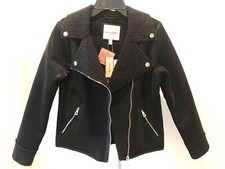 NEW Urban Republic Faux Fur Moto Jacket Black Sherpa Girls Large L 14 16