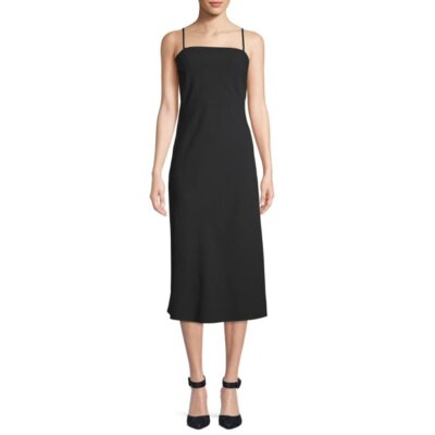 knee length dresses for ladies Zapaka Women Black Work Dress with Slit V Neck 3/4 Sleeve Pencil Midi Business Casual Dress, Black / US8 main image 0
