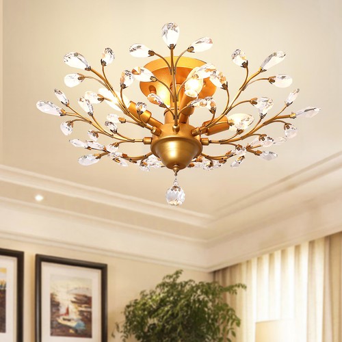 Black/Gold Retro Crystal Chandeliers Ceiling Light Fixture Dining Living Room - Picture 1 of 94