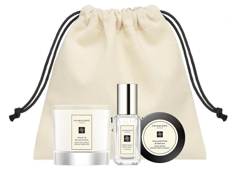 4 PC Jo Malone London Fresh & Opulent Set New in JML Draw String