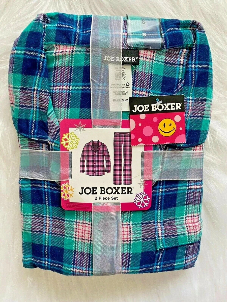 Joe Boxer 2 Piece Plaid Flannel Pajama Set Womans Small BNWT Cotton Soft PJs New