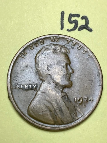 1924-D LINCOLN WHEAT CENT, low mintage semi-key date, "VERY GOOD" condition #152
