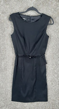 AGB Dress Womens 6 Black Sleeveless Peplum Sheath Belted Stretch Career Cocktail
