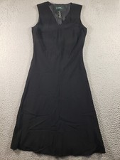 Lauren Ralph Lauren Dress Women's 8 Black Sleeveless V-Neck Casual Stretch LRL