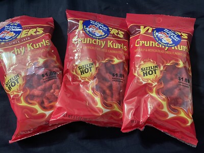 Vitner's Hot Crunchy Kurls (3) 3.5oz Bags  Original Old School Flavor