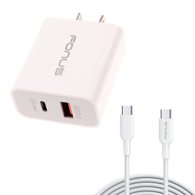 36W PD HOME CHARGER FAST TYPE-C 6FT LONG CABLE USB-C POWER for PHONES & TABLETS