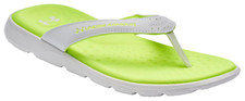 Under Armour Womens Ignite Pro Marbella Flip Flops Sandal White/Neon 3026030-102