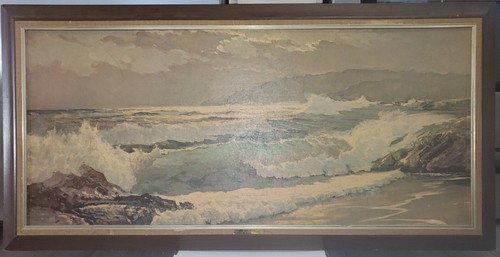 ROBERT WOOD “The Breakers” Large Vintage Print Painting 54X30