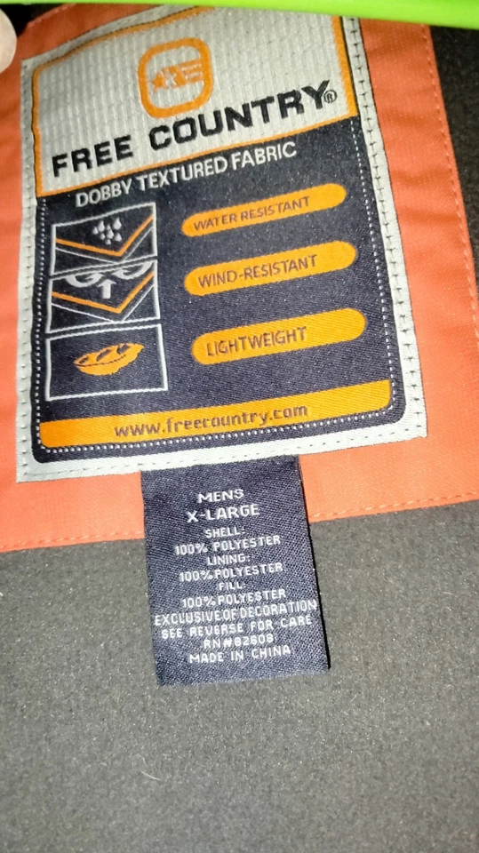 Chaqueta Abrigo Free Country Para Hombre Resistente al Agua, Resistente al Viento y LW Talla XL Foto 2 de 4