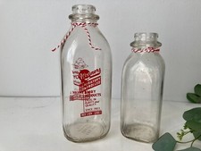 VTG 2 Glass Milk Bottles Warners Dairy Red Lion PA Quart Pint Advertising
