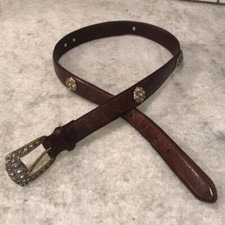 Fossil Belt Womens Medium Brown Concho Silver Medallion Y2K Vintage Western