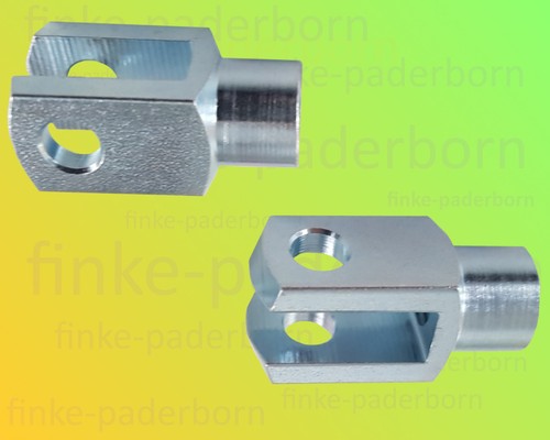 2x Gabelkopf M6x1 – Verzinkter Stahl, Inkl. Federstift, Y-Anschluss – Für Pneumatikzylinder & Gasfedern