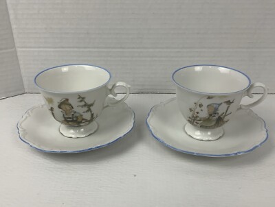 Sister Berta Hummel Original Set Of 2 Tea Cup And Saucer Boy/Girl With Birds