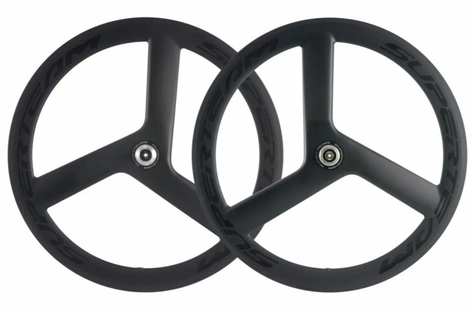 56x23mm 3 Spokes Wheels Clincher Carbon Road Bike Wheelset 700C Matte