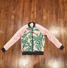 Adidas x Farm Rio Big Palm Leaf/Tropical Pink/Green Track Zip Up Size Small