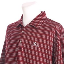 Nike Golf Burgundy Light Blue Stripe Short Sleeve Golf Polo Shirt Mens XL