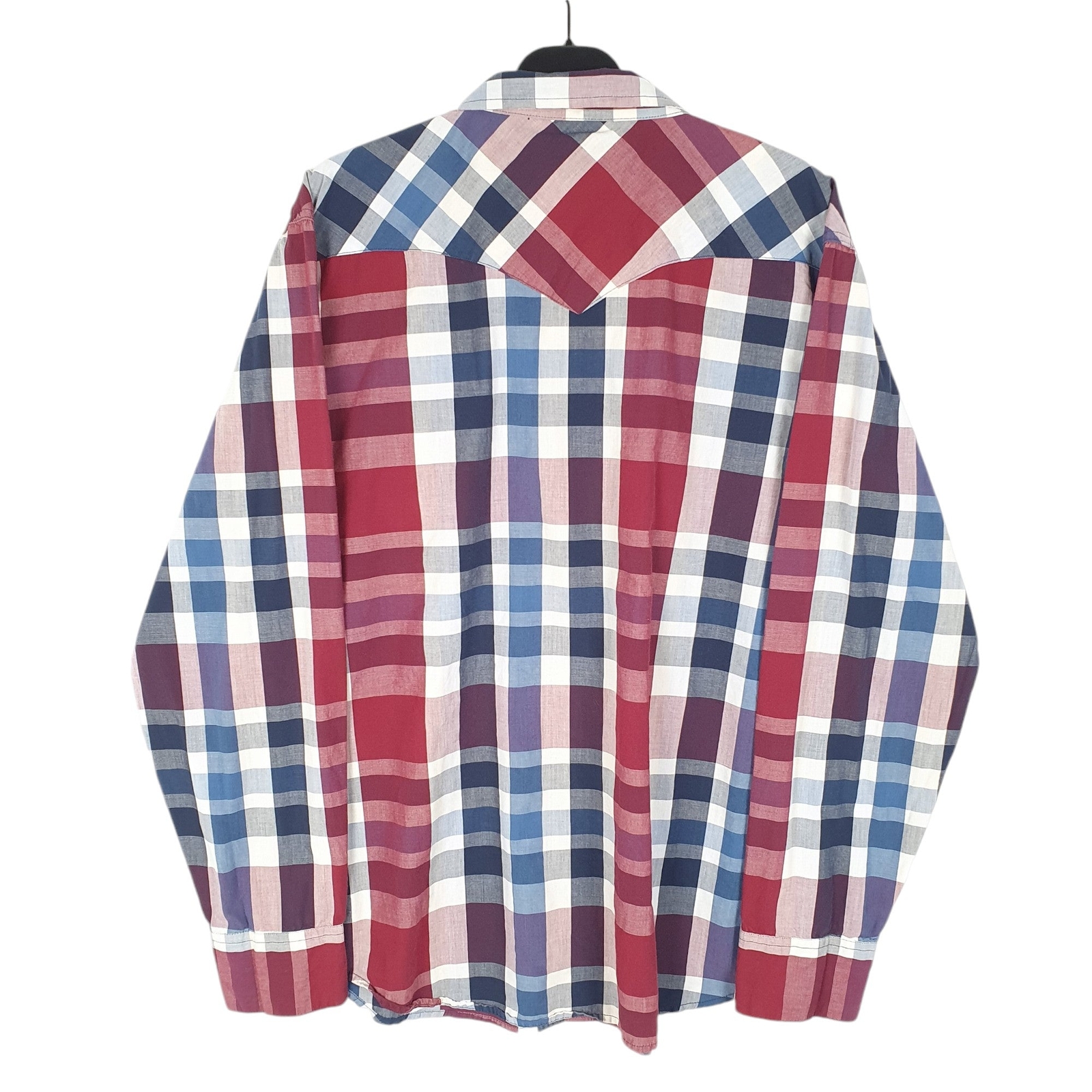LEVIS Burgundy Check Shirt Western Cowboy Pearl Snap Long Sleeve  L image 3