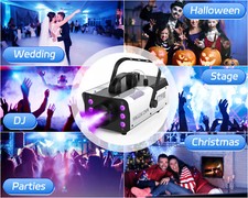 1200W 3in1 RGB 6 LEDs Fog Machine Stage Fogger Smoke Show Effect w/ Remote DJ US