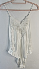 VTG 80'S NOS VENTURA SOFT WHITE SATIN LACE ONE PIECE TEDDY S/M