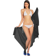 Long Sarong Cover Up Beach Mini Long Sheer Chiffon Swimwear Bikini Wrap Dress