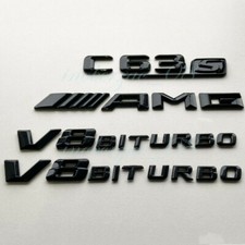 Für Mercedes Benz C63S AMG V8 BITURBO Auto Emblem Aufkleber Badge Schwarz Glanz