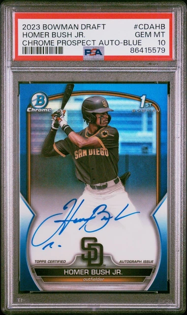 2023 Bowman Draft Chrome Blue Autograph Homer Bush Jr. Auto /150 PSA 10