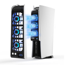Cooling Fan for PS5, Upgraded 9-Blades  Larger Fan Quiet Cooler with Auto Speed