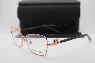 NEW DOLCE & GABBANA DG 1338 1298 ROSE GOLD BLACK AUTHENTIC EYEGLASSES 54-15