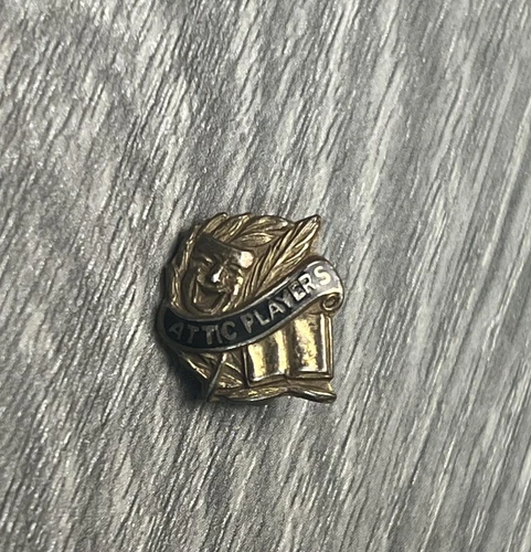 Vintage Attic Players Sterling Theater Masks Enamel Lapel Pin Brooch Badge Mini