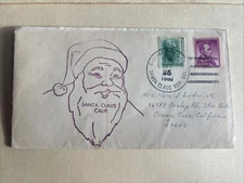 1950 Santa Claus Calif. Cover-Christmas Santa Cachet-Rur.Sta. Cancel-Insert